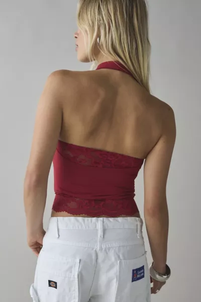 Kimchi Blue Carla Layered Lace Twofer Cowl Neck Halter Top