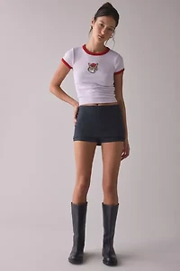 BDG Too Perfect Beret Cat Graphic Ringer Baby Tee