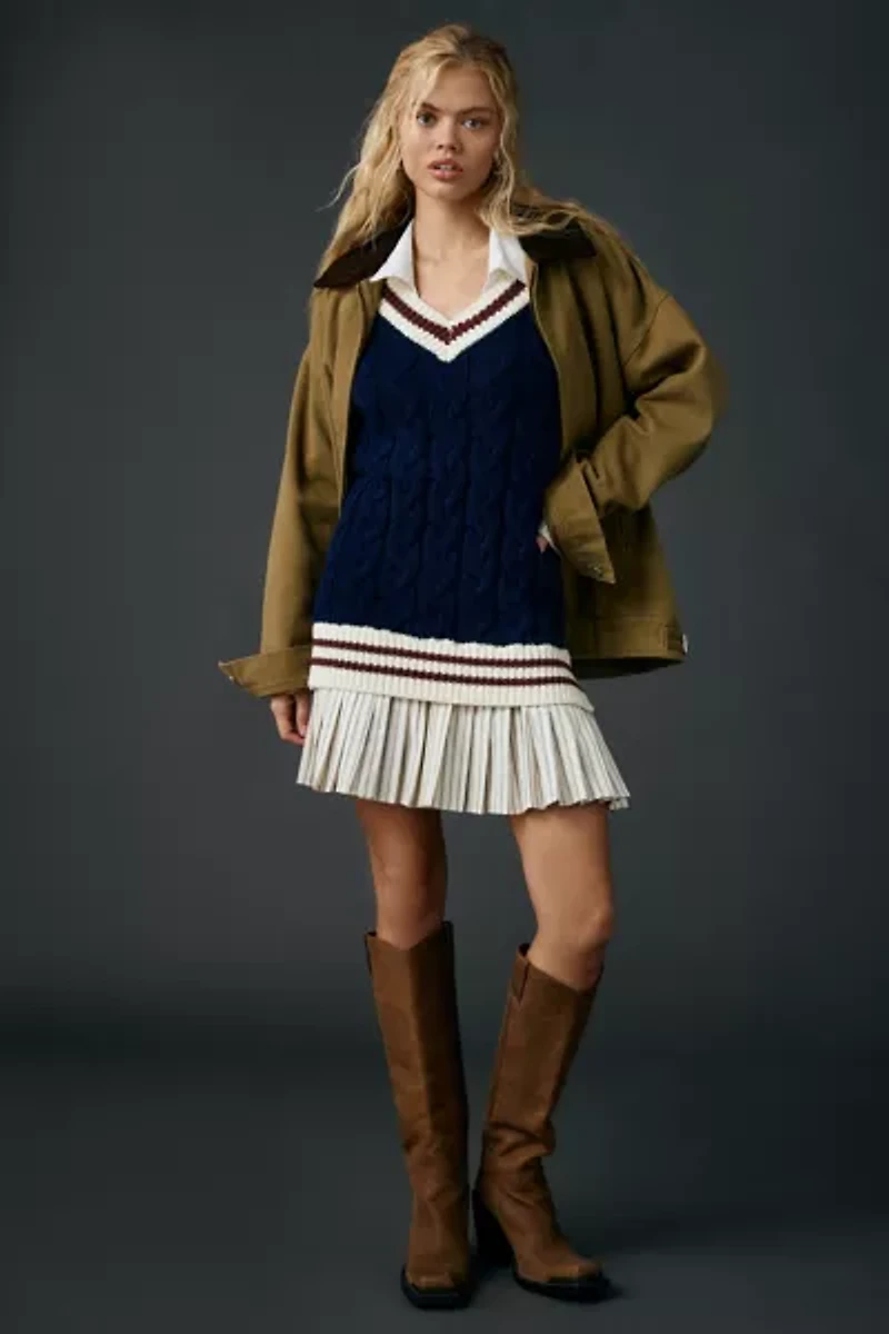 En Saison Knox Mixed Media Sweater Mini Dress