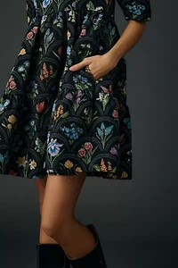 En Saison Daphne Floral Tapestry Jacquard Trapeze Mini Dress