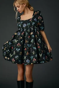 En Saison Daphne Floral Tapestry Jacquard Trapeze Mini Dress
