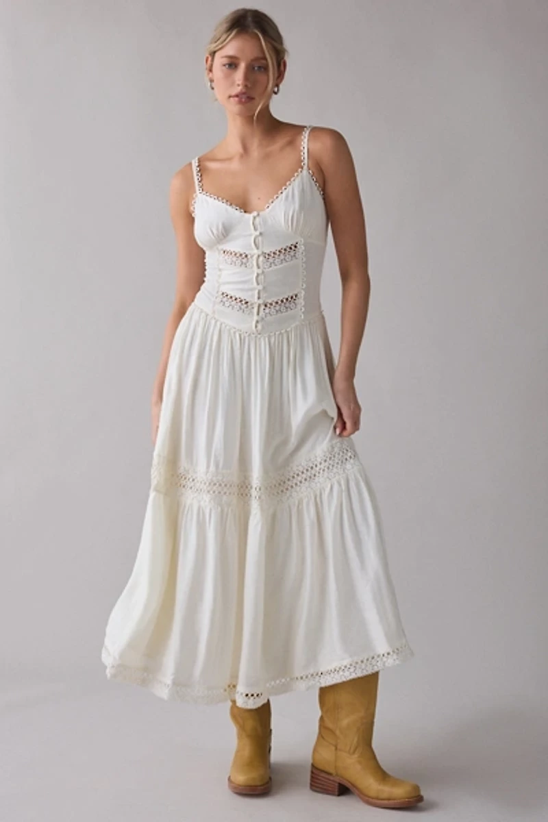 En Saison Alannah Lace Trim Corset Maxi Dress