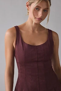 En Saison Delphine Faux Suede Pleated Fit-And-Flare Mini Dress