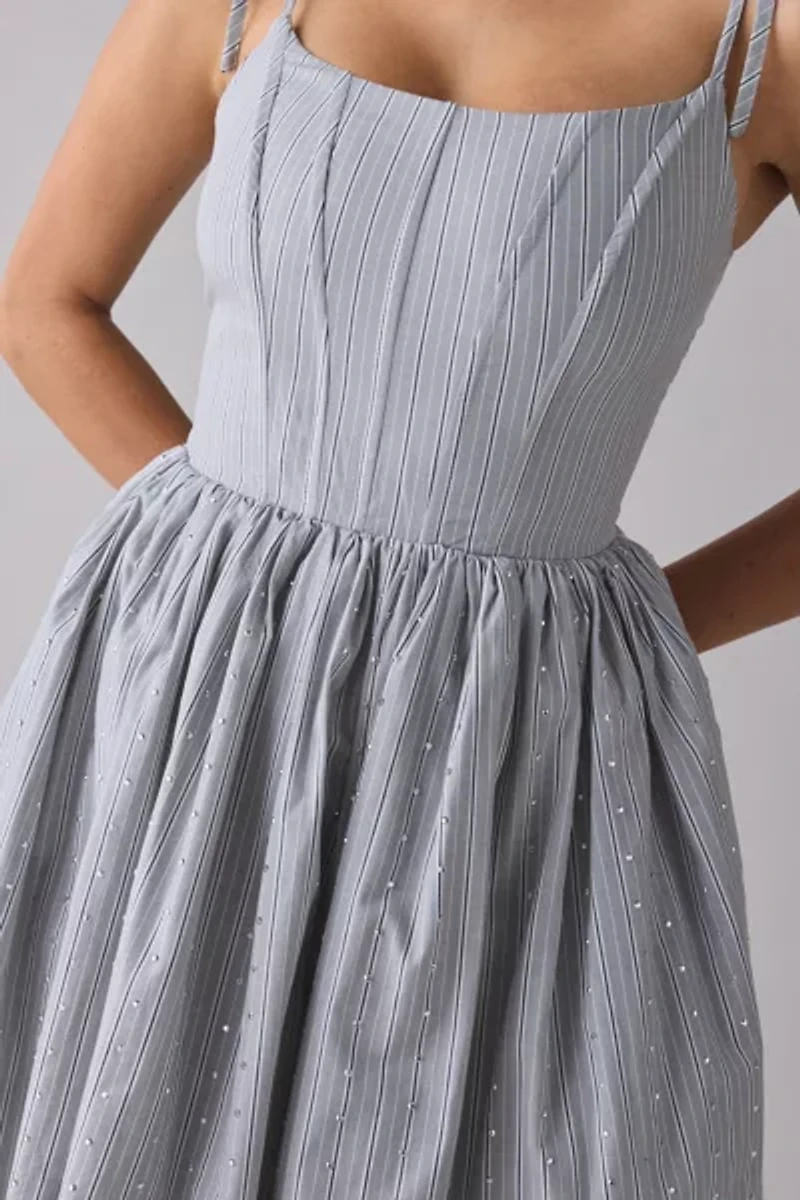 En Saison Christelle Rhinestone Embellished Corset Fit-And-Flare Mini Dress