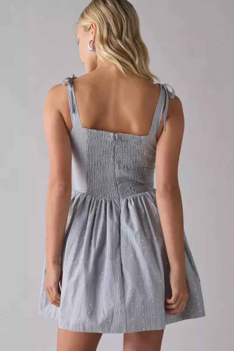 En Saison Christelle Rhinestone Embellished Corset Fit-And-Flare Mini Dress