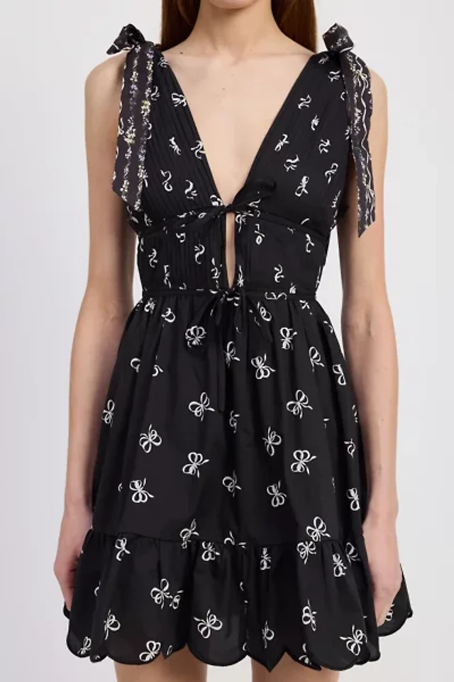 Francesca's Madeleine Floral Corset Bow Strap Mini Dress | Pacific City