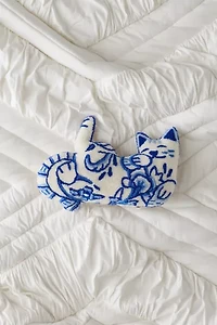 Delft Cat Shaped Tufted Throw Pillow
