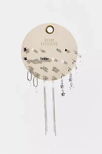 Star & Pearl Post And Hoop Earring Set