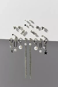 Star & Pearl Post And Hoop Earring Set