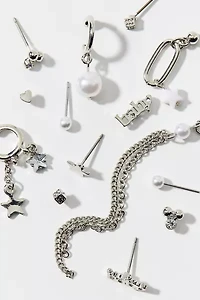 Star & Pearl Post And Hoop Earring Set