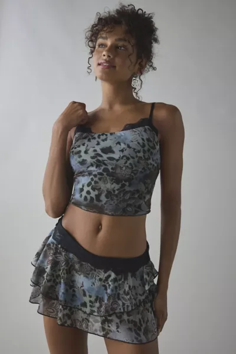 UO Ashley Lace Trim Mesh Cropped Cami
