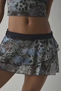 UO Ashley Lace Trim Mesh Micro Mini Skirt