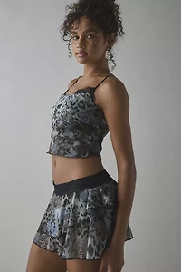 UO Ashley Lace Trim Mesh Micro Mini Skirt