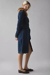 Levi’s® Mob Wife Faux Fur Trim Belted Long Denim Jacket