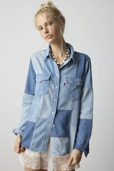 Levi's® Iconic Western Yoke Patchwork Denim Snap-Front Shirt