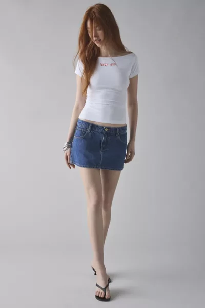 Y2K Graphic Off-The-Shoulder Slim Tee