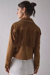 Glamorous Freya Studded Faux Suede Fringe Jacket