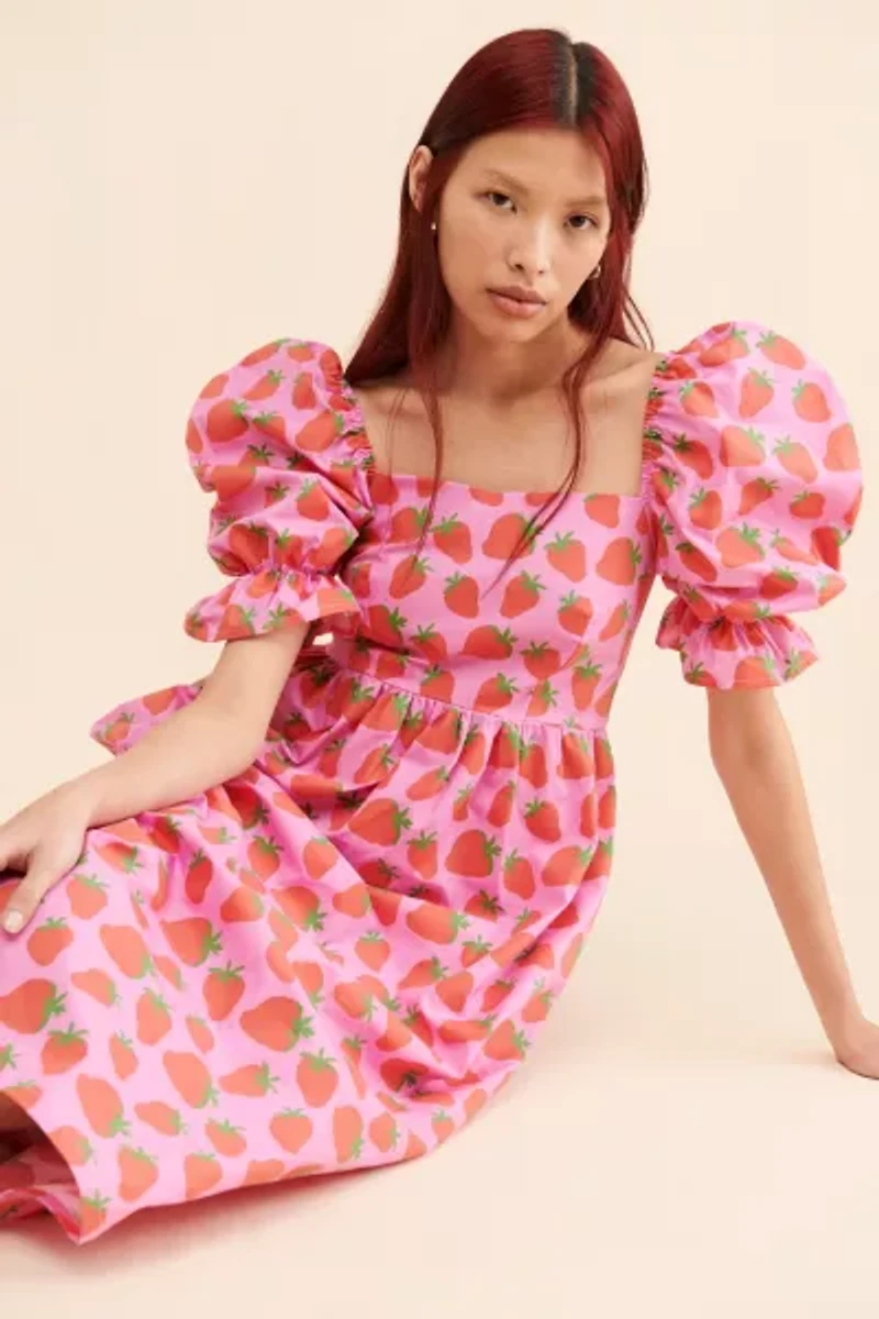 by Megan Crosby Sophie Strawberry Midi Dress
