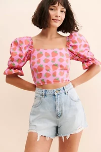 by Megan Crosby Sophie Strawberry Crop Blouse