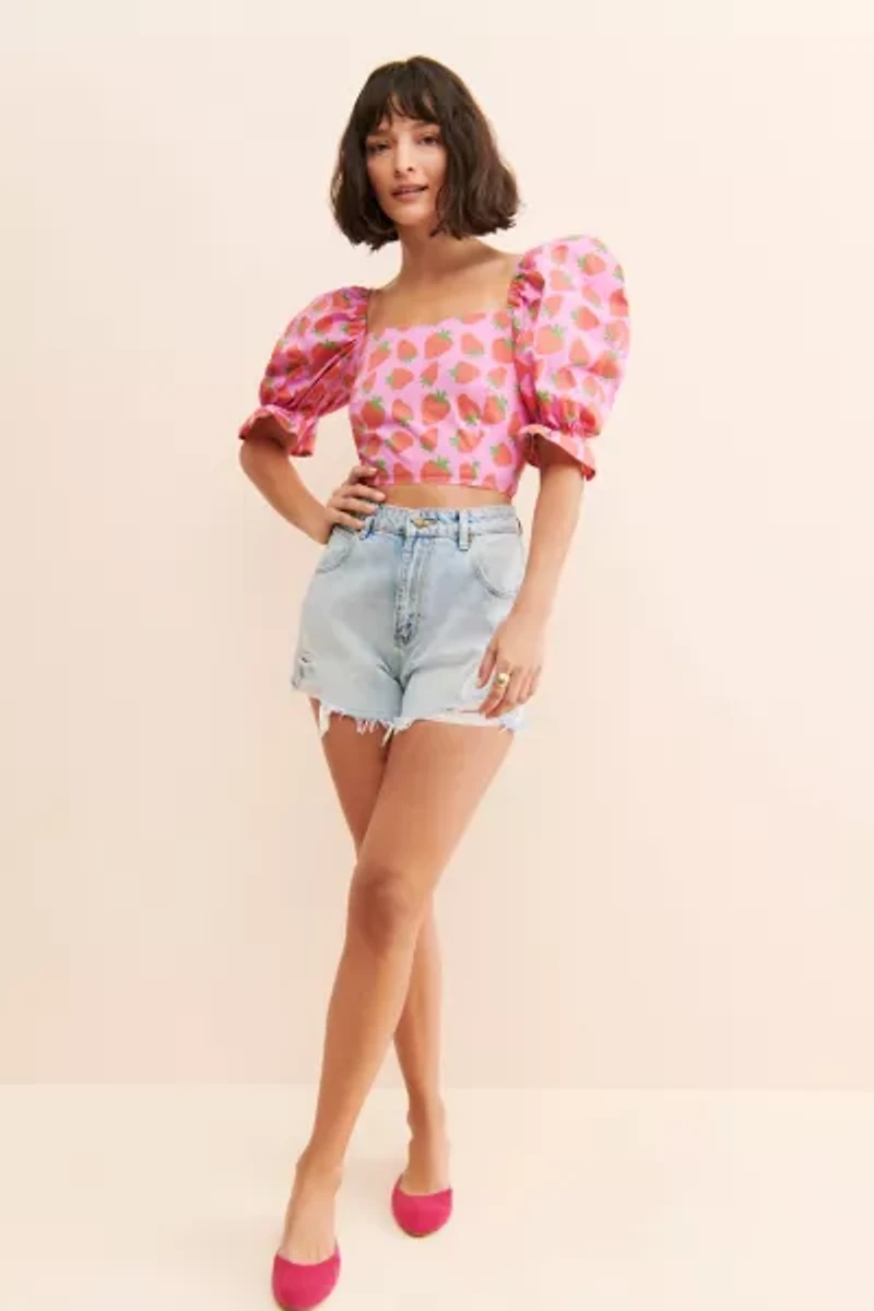 by Megan Crosby Sophie Strawberry Crop Blouse
