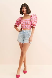by Megan Crosby Sophie Strawberry Crop Blouse