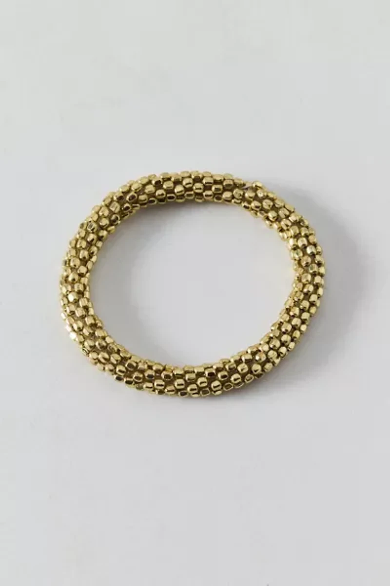 Textured Metal Beaded Stretch Bracelet
