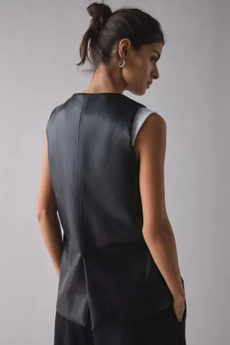 Glamorous Steffie Studded Tie-Front Faux Leather Vest