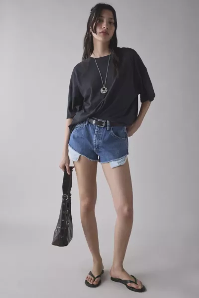 ReMADE By UO Wrangler Cheeky Denim Micro Short