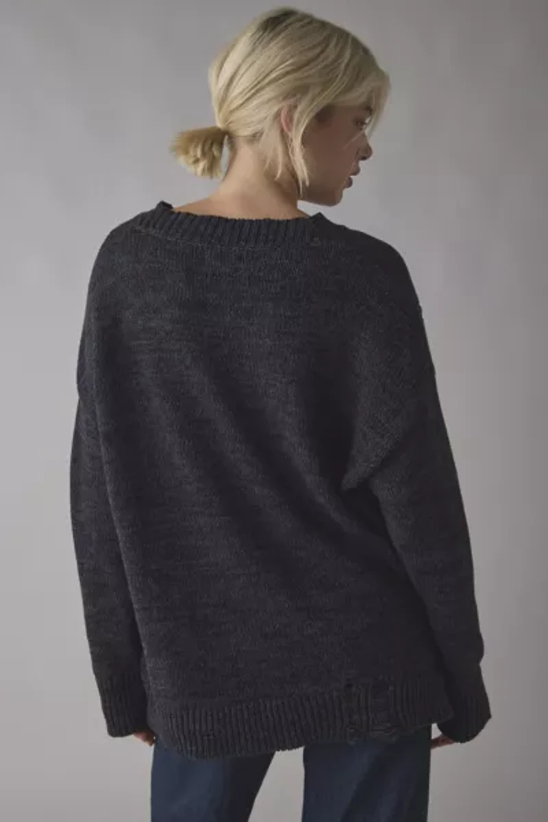 BDG Kurt Cat Graphic Distressed Sweater