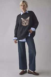 BDG Kurt Cat Graphic Distressed Sweater