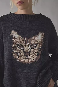 BDG Kurt Cat Graphic Distressed Sweater