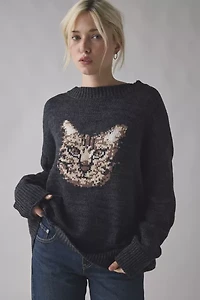 BDG Kurt Cat Graphic Distressed Sweater