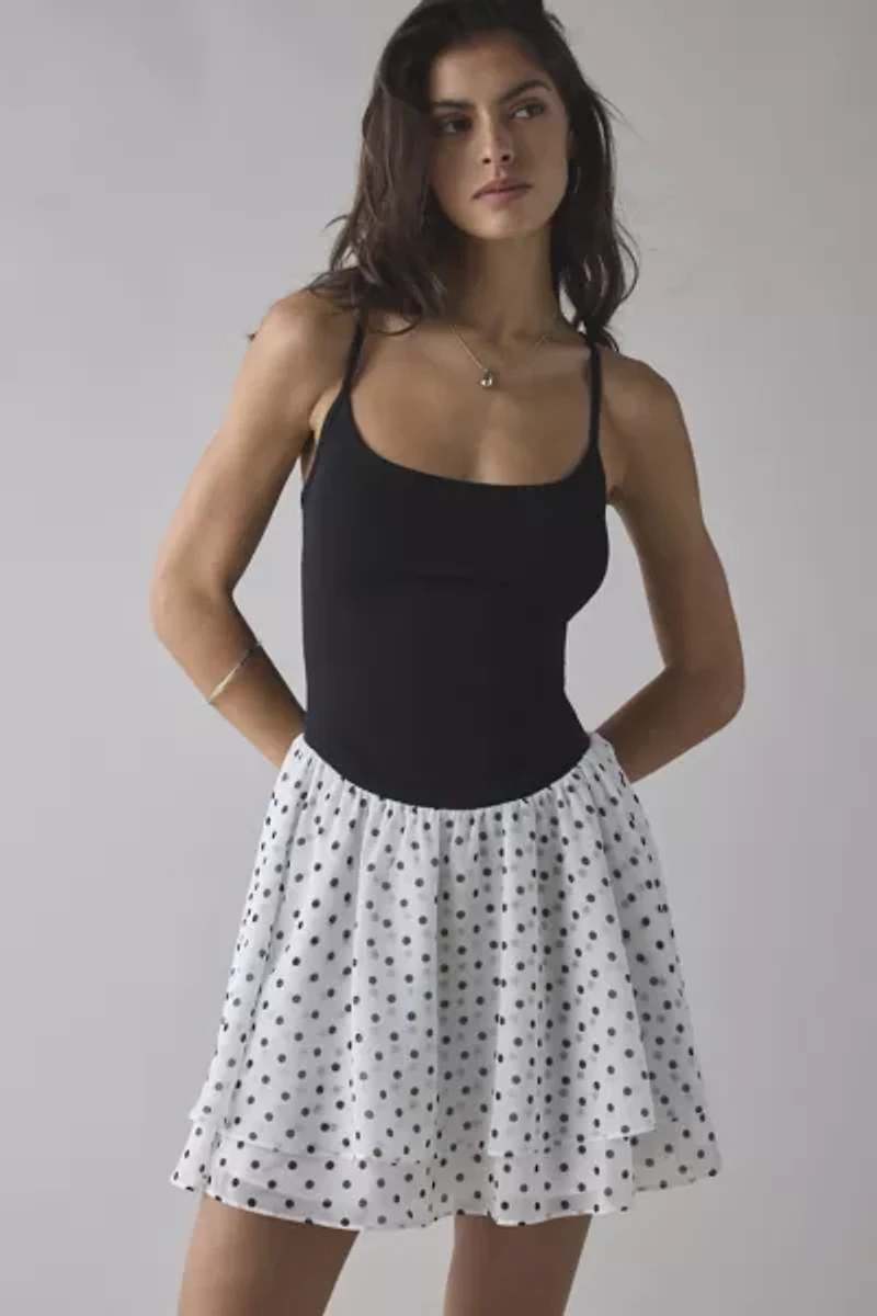 UO Sonnie Day Basque Waist Cami Mini Dress