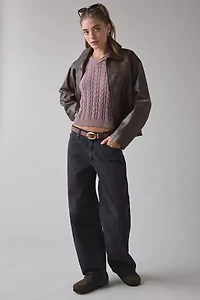 Vintage By UO Bleached Cable Knit V-Neck Sweater