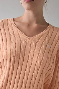 Vintage By UO Bleached Cable Knit V-Neck Sweater