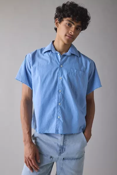 Vintage By UO Cropped Short Sleeve Oxford Shirt