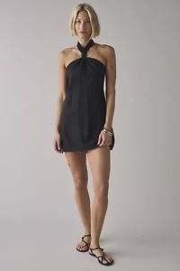 ReMADE By UO Made LA EcoVero™ Linen Knotted Halter Mini Dress