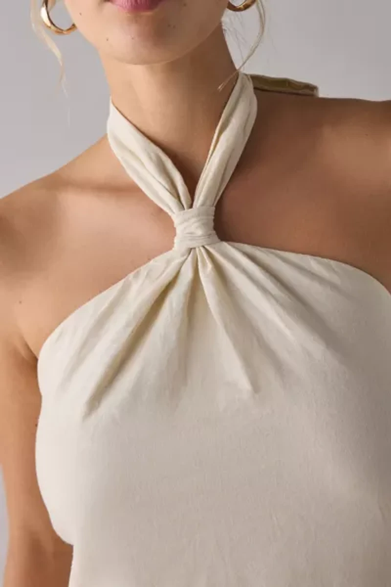 ReMADE By UO Made LA EcoVero™ Linen Knotted Halter Mini Dress