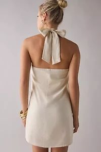 ReMADE By UO Made LA EcoVero™ Linen Knotted Halter Mini Dress