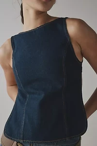 Lioness Rider Backless Denim Vest Top