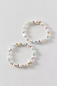Ash Pearl Colorful Beaded Bracelets Set
