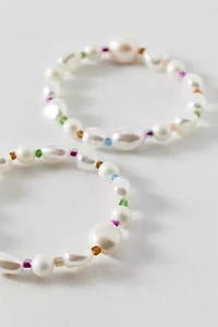 Ash Pearl Colorful Beaded Bracelets Set
