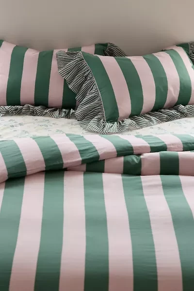 Striped Ruffle Duvet Cover Set