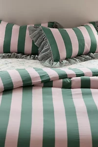 Striped Ruffle Duvet Cover Set