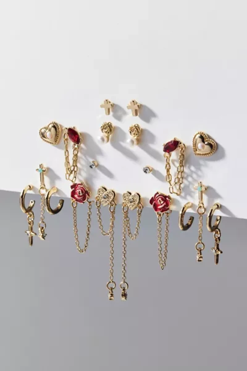 Belladona Chain Post & Hoop Earring Set