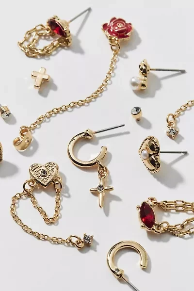 Belladona Chain Post & Hoop Earring Set