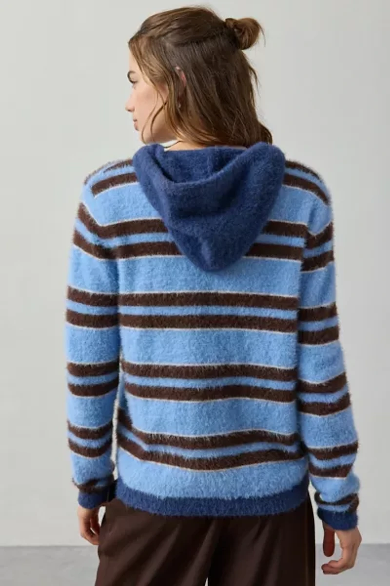 Daisy Street Striped Zip-Up Hoodie Sweater