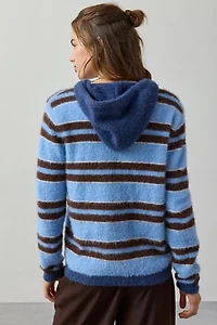 Daisy Street Striped Zip-Up Hoodie Sweater