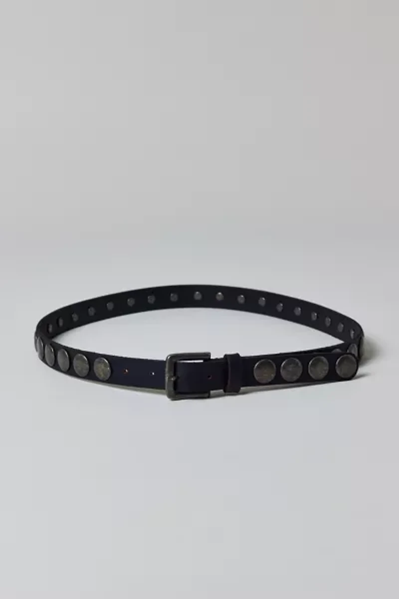 Heavy Metal Studded Slim Leather Belt