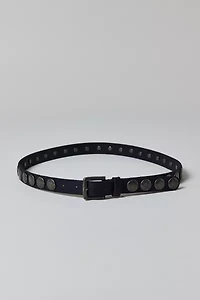 Heavy Metal Studded Slim Leather Belt